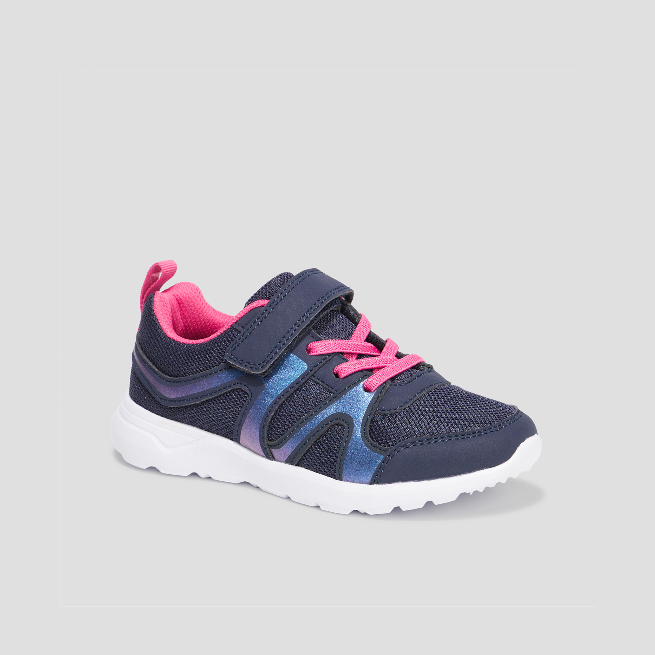 Baskets running à scratchs bleu marine fille | La Halle