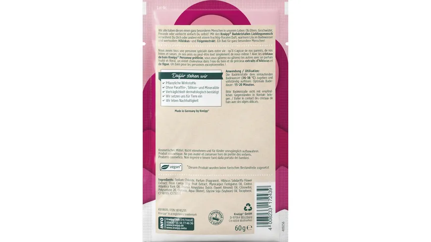 Kneipp Lieblingsmensch Hibiskus-Feige Badekristalle 60 g