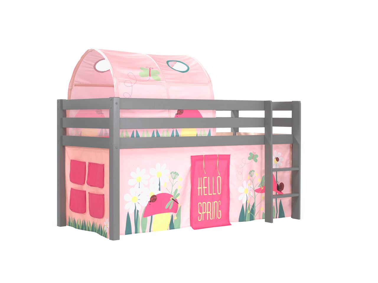 VIPACK Spielbett Pino mit Textilset Vorhang und Tunnel 