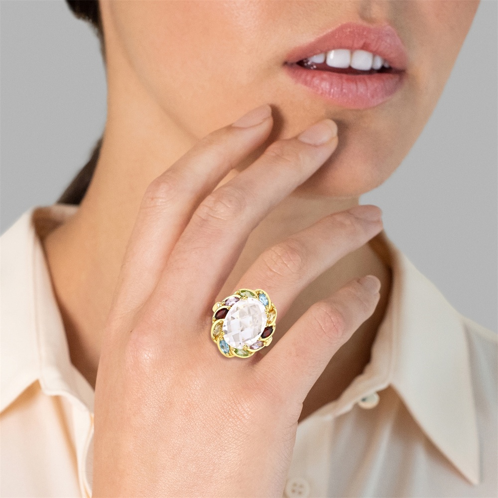 Rafaela Donata Bague Argent sterling Cristal de quartz en Or jaune Bague