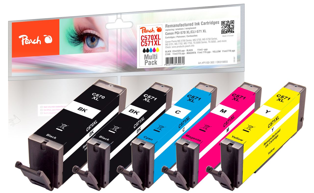Peach Spar Pack Tintenpatronen ersetzt Canon PGI-570XL, CLI-571XL
