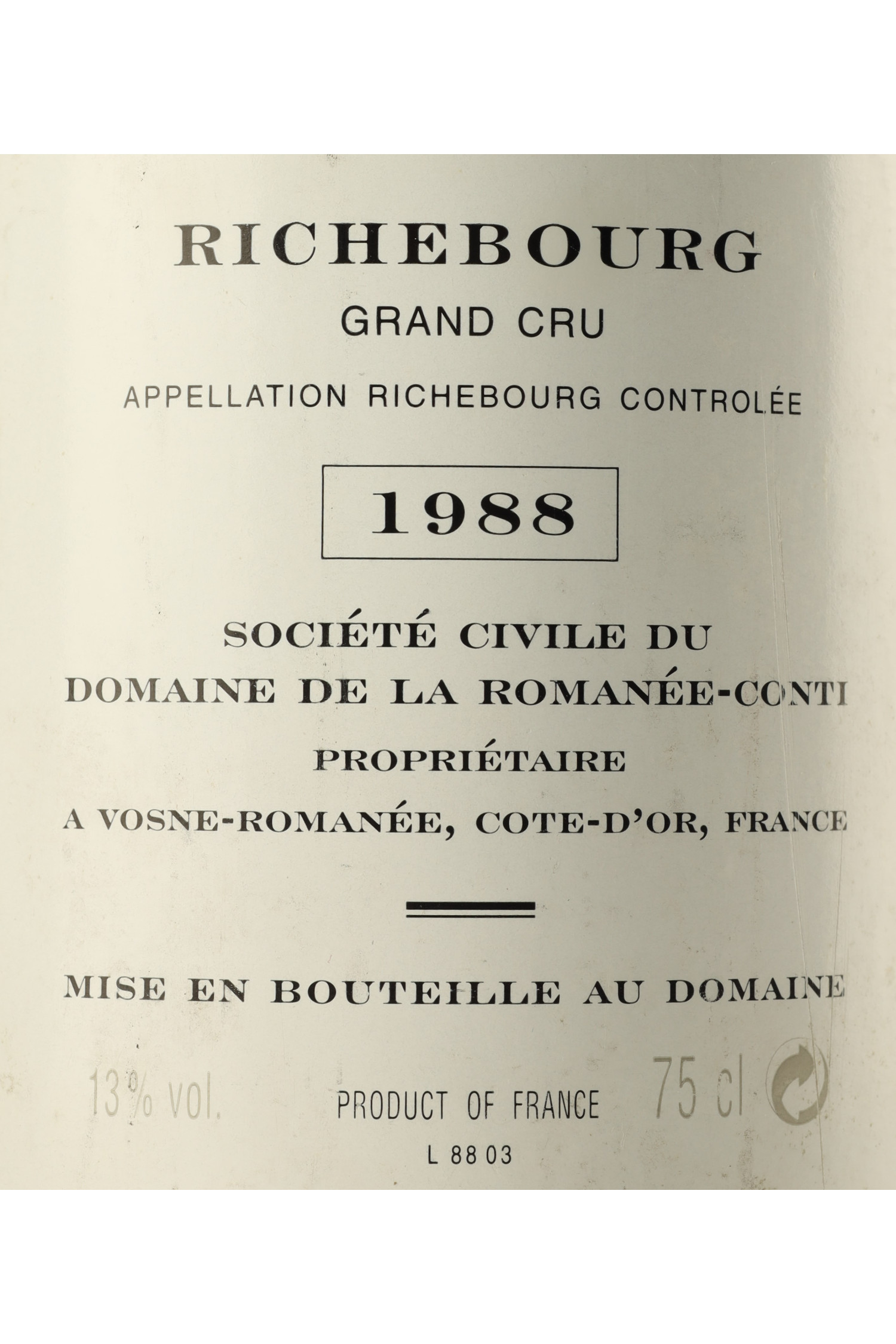 Domaine De La Romanee Conti 1988, Richebourg