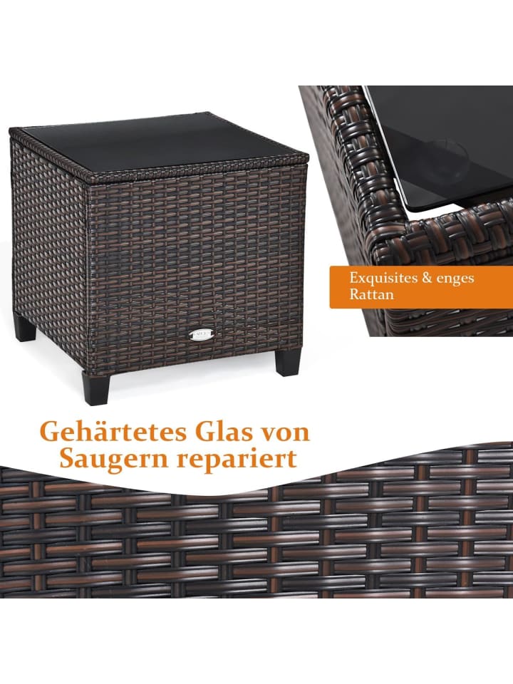 COSTWAY 3-tlg. Polyrattan Lounge Set in Weiß günstig kaufen onesize