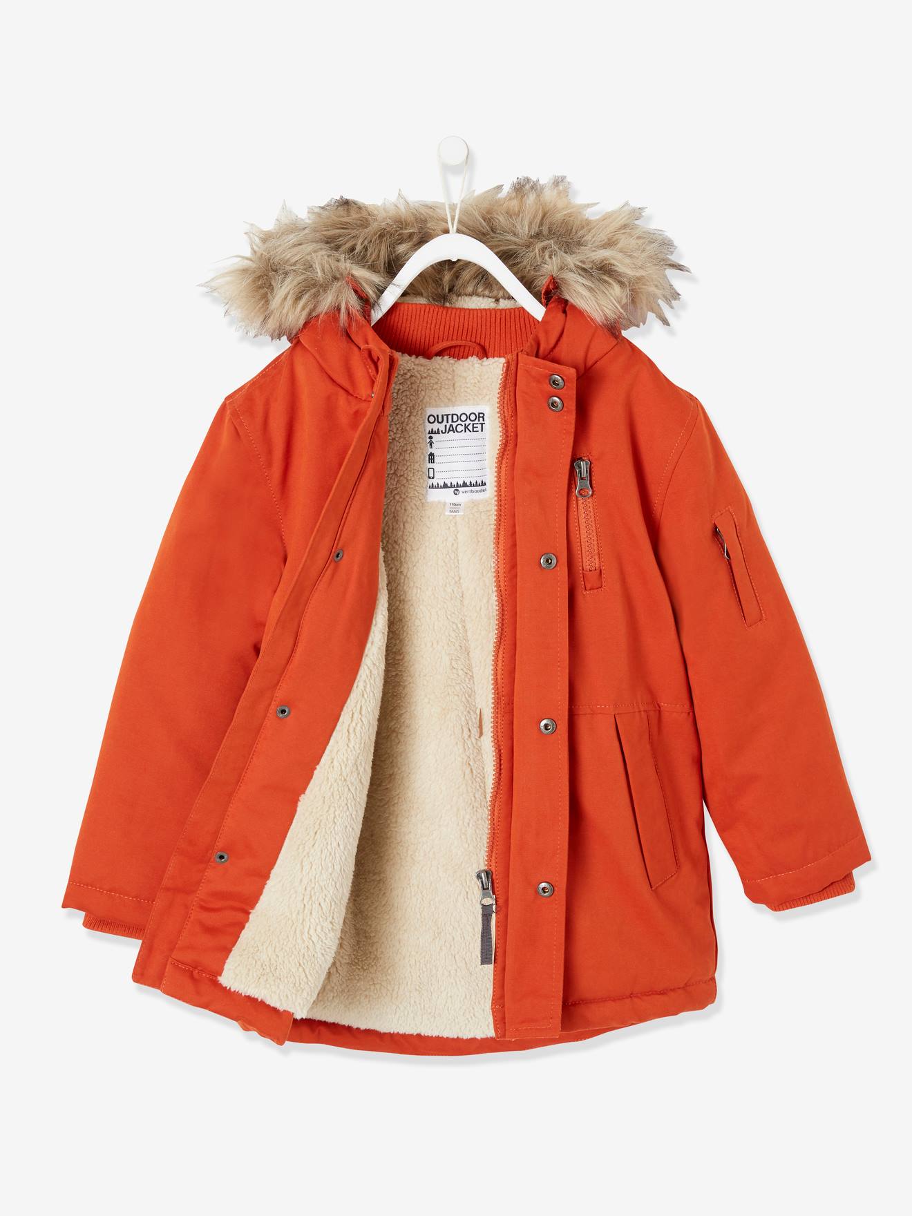 Parka à capuche doublée sherpa garçon safran
