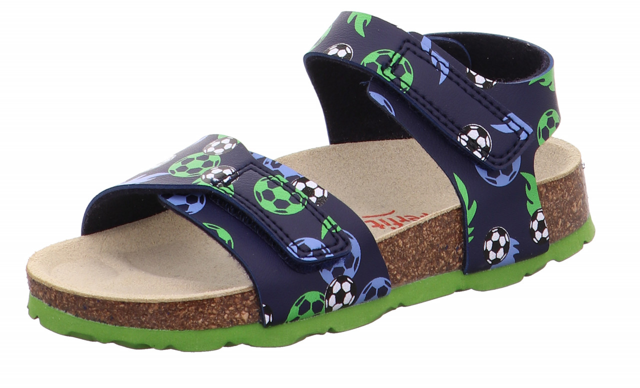 FUSSBETTPANTOFFEL - Blau/GrünSandale mit Klettverschluss