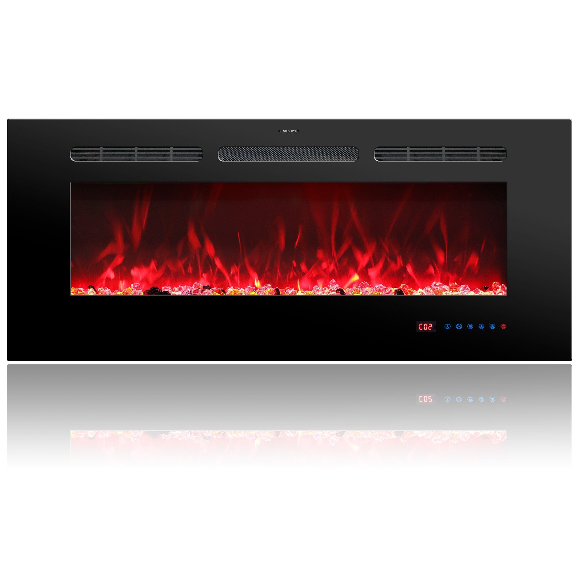 Kaminlicht Elektrokamin Joi 50 Elektrokamin Wandkamin elektrisch mit Heizung, Einbaukamin, Elektrischer Kamin mit Fernbedienung, Timer, 3D Flammenspiel, LED Feuer