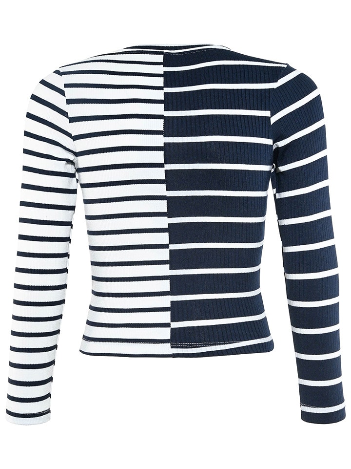 Blue Effect Longsleeve in Dunkelblau/ Weiß günstig kaufen