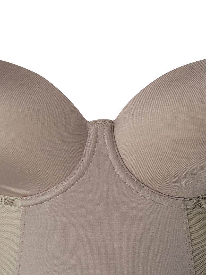 Body aus Mikrofaser - firgurformend in taupe