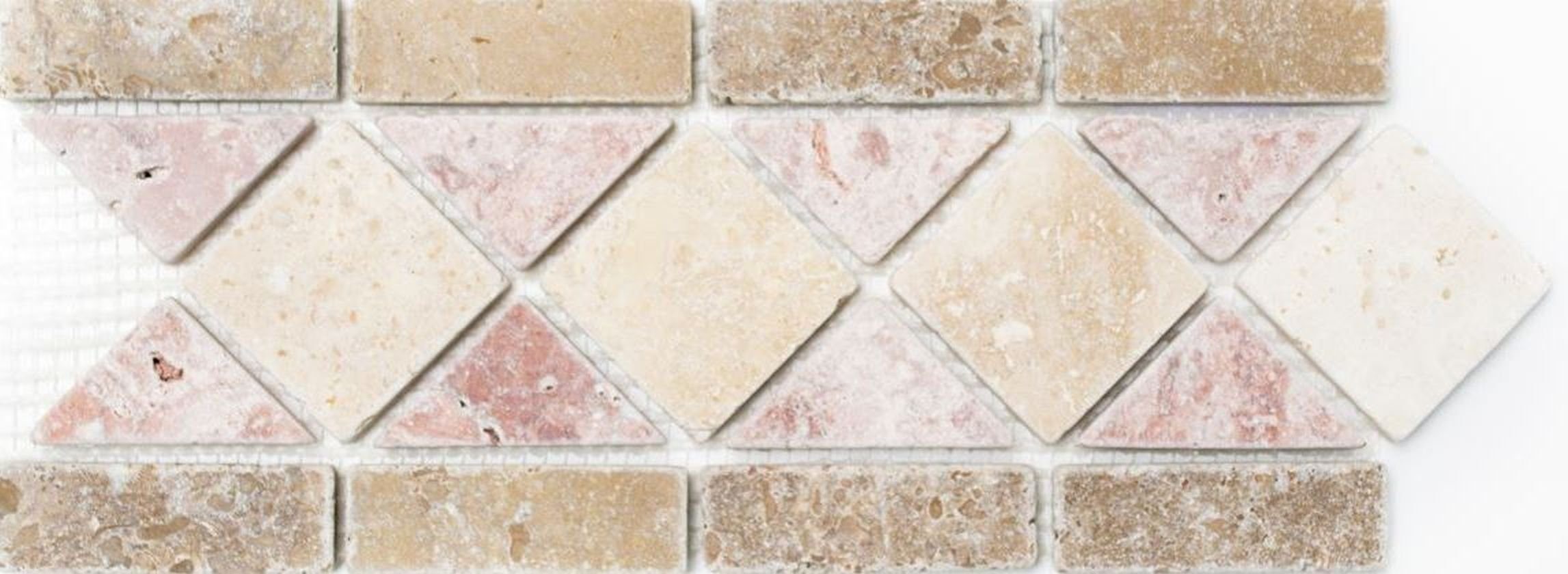 Mosani Fliesen-Bordüre Borde Bordüre Travertin Naturstein beige creme rot teracotta braun
