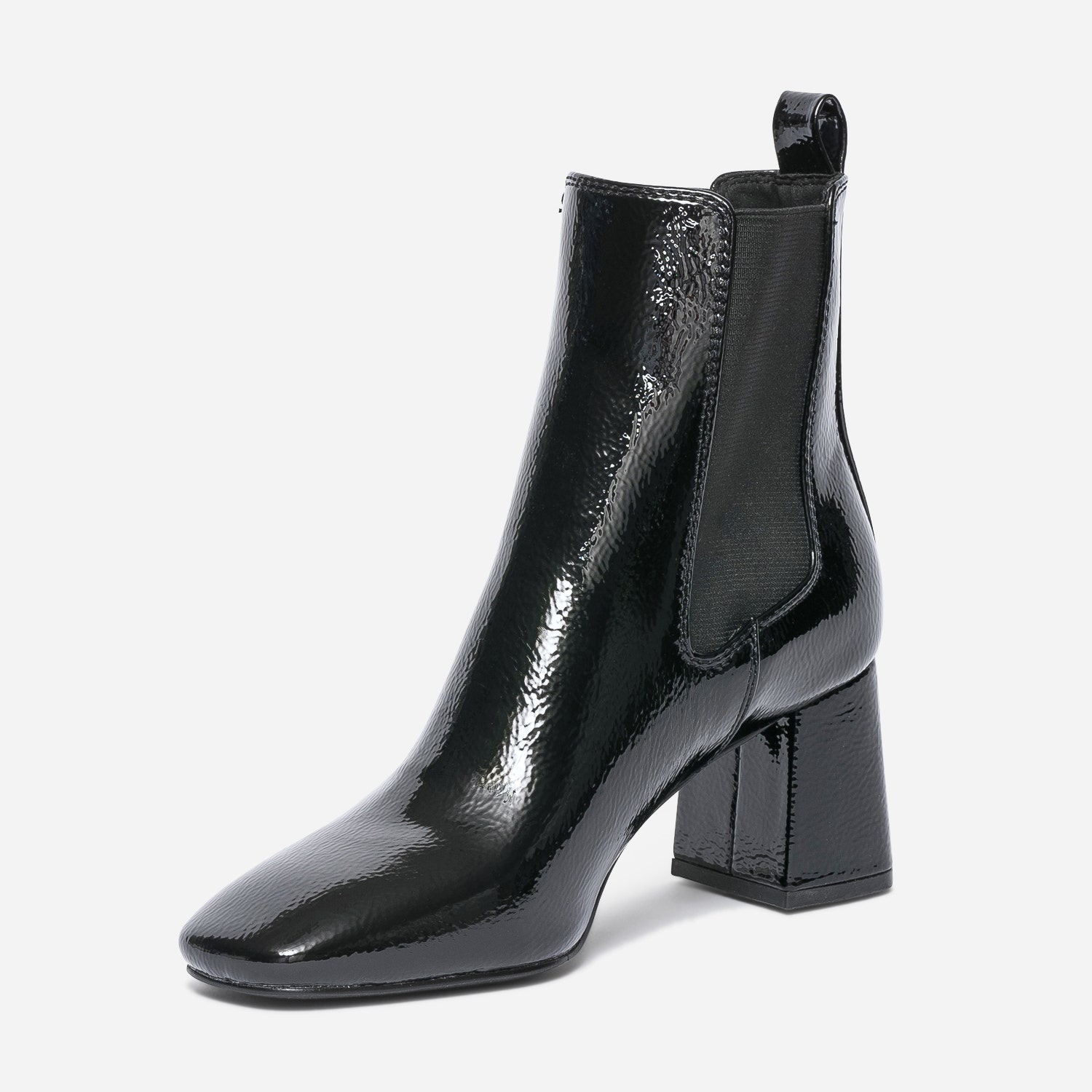 Chelsea boots noir verni à talon