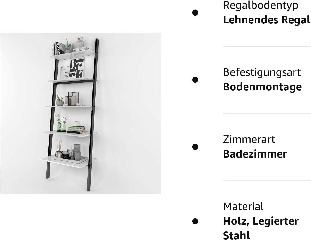 Woltu Leiterregal, 1-tlg., Standregal Blumentreppe Bücherregal mit 5 Ablage