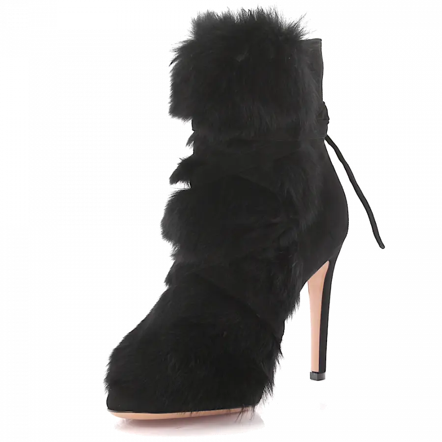 Gianvito Rossi - High Heels Stiefeletten Veloursleder - schwarz