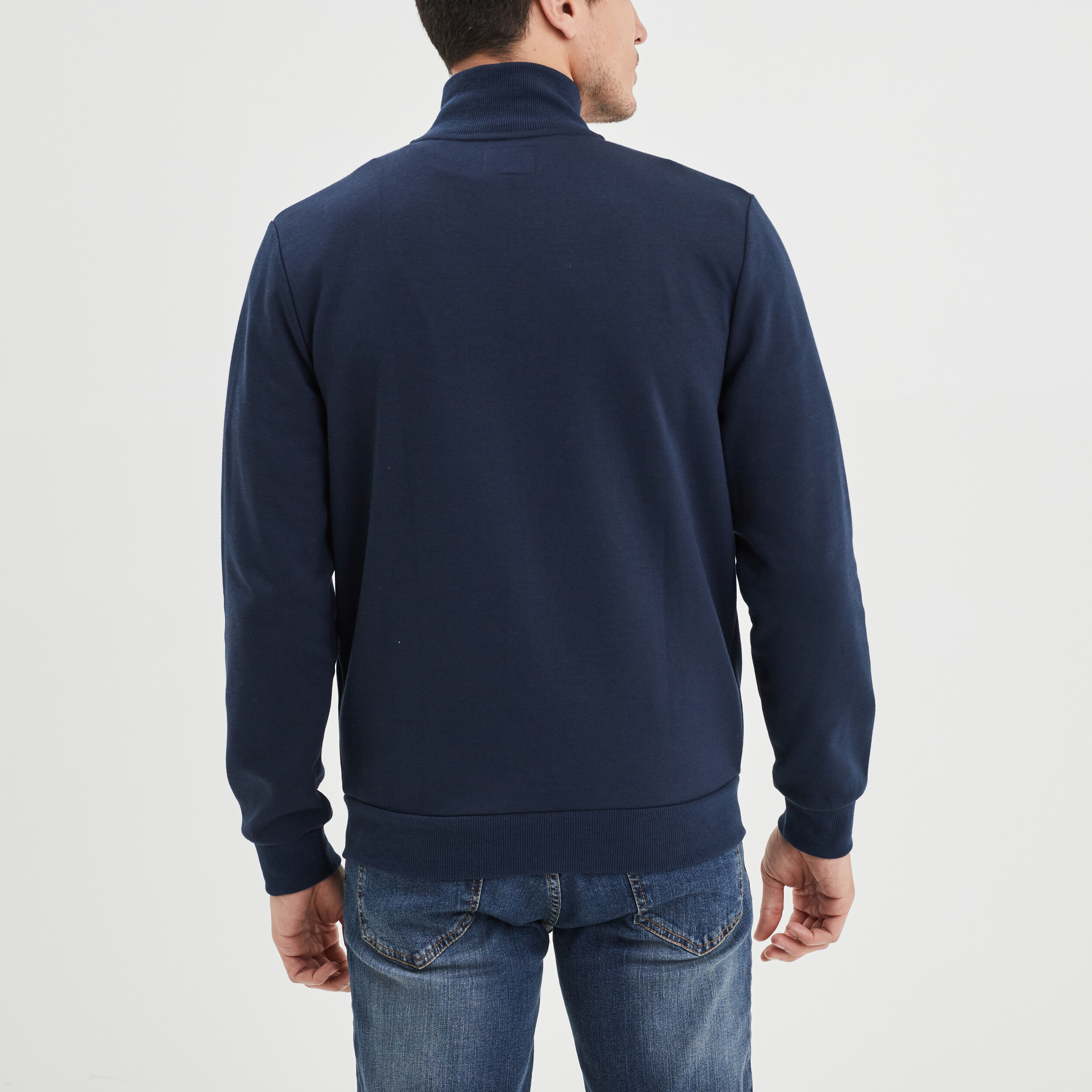 Sweat zippé col montant Creeks bleu marine homme | La Halle