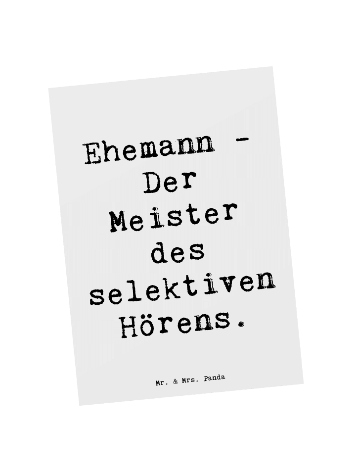 Mr. & Mrs. Panda Postkarte Ehemann Meister mit Spruch in Weiß günstig kaufen onesize