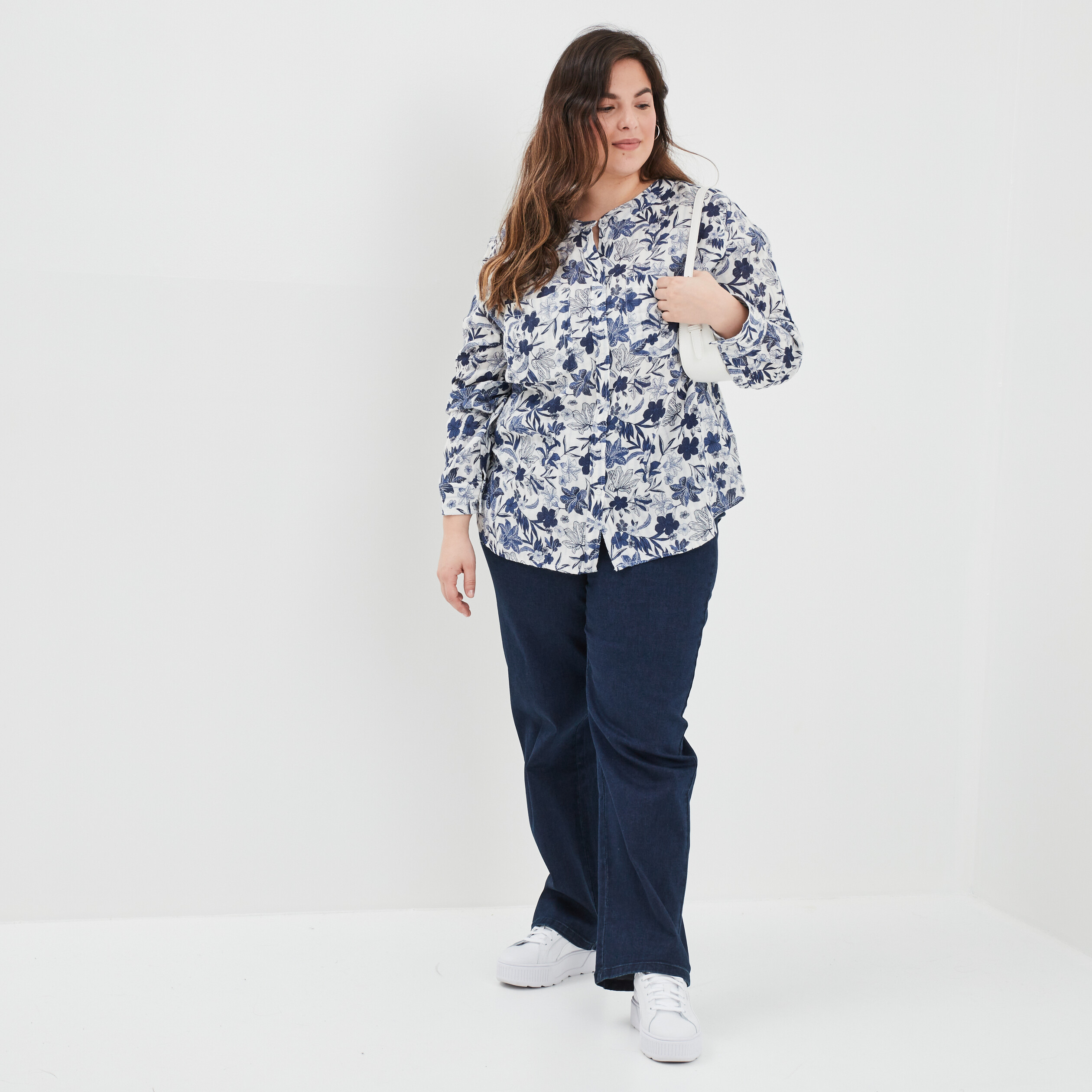 Chemise col mao Modavista ecru femme grande taille | La Halle