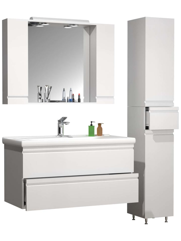 ebuy24 Badmöbelset SiloraXL Weiß 130 x 46 cm günstig kaufen onesize