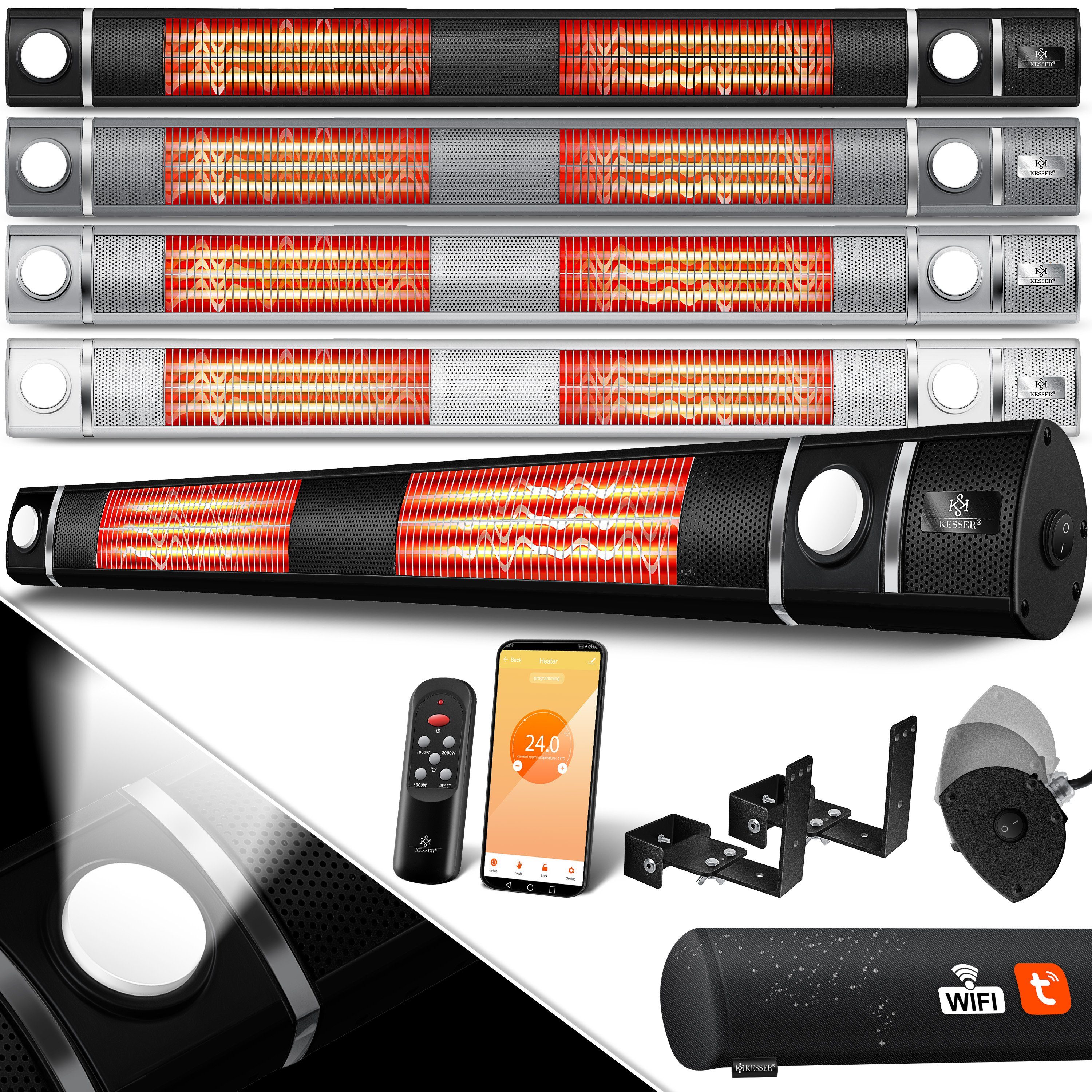 KESSER Heizgerät, Infrarot Heizstrahler 3000W Heizer IR-Gastro-Bar + LED, Fernbedienung