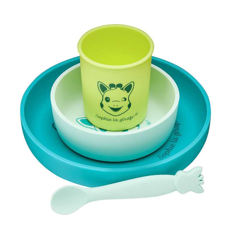 Coffret repas silicone azur Sophie la girafe