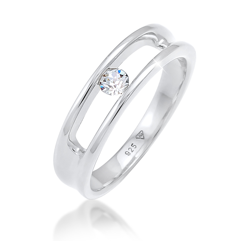 Elli Elli Bague Femme Bague Solitaire cCassique avec Cristaux en Argent Sterling 925 Bague