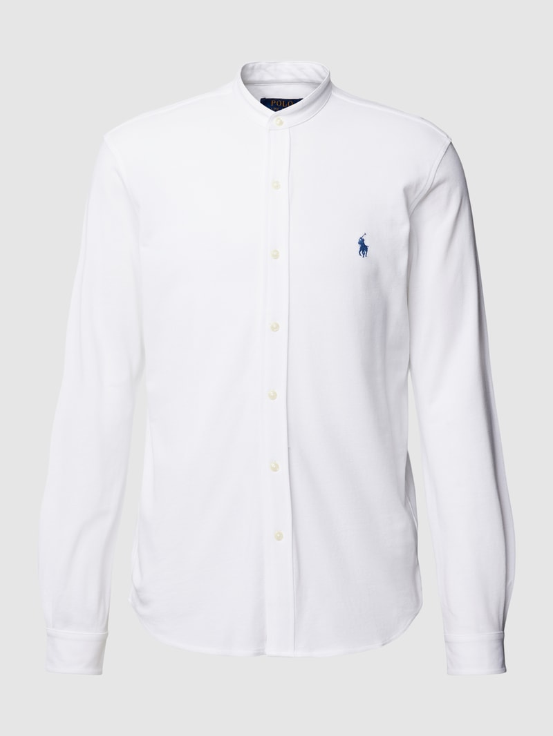 Slim Fit Freizeithemd mit Stehkragen Modell 'FEATHERWEIGHT MESH' in weiß