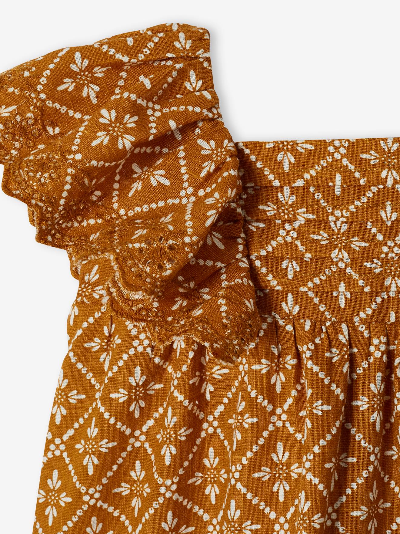 Vertbaudet Mädchen Baby Volantkleid - karamell