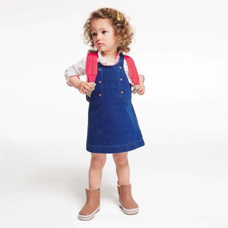 Robe salopette denim bleue bébé fille