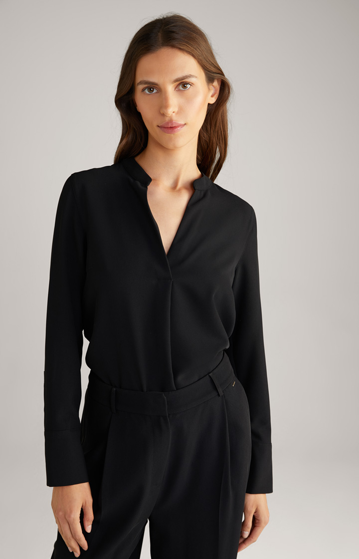 Twill-Bluse in Schwarz