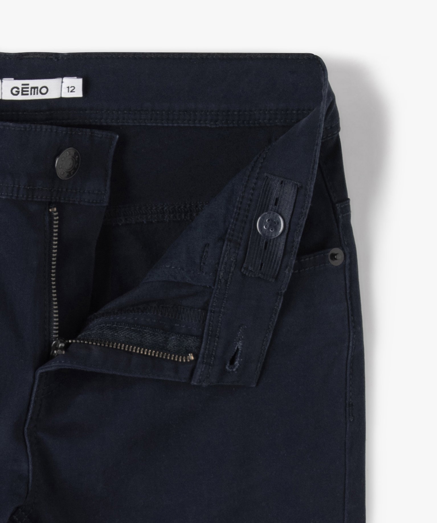 Pantalon Garçon coupe skinny en toile extensible marine | GEMO