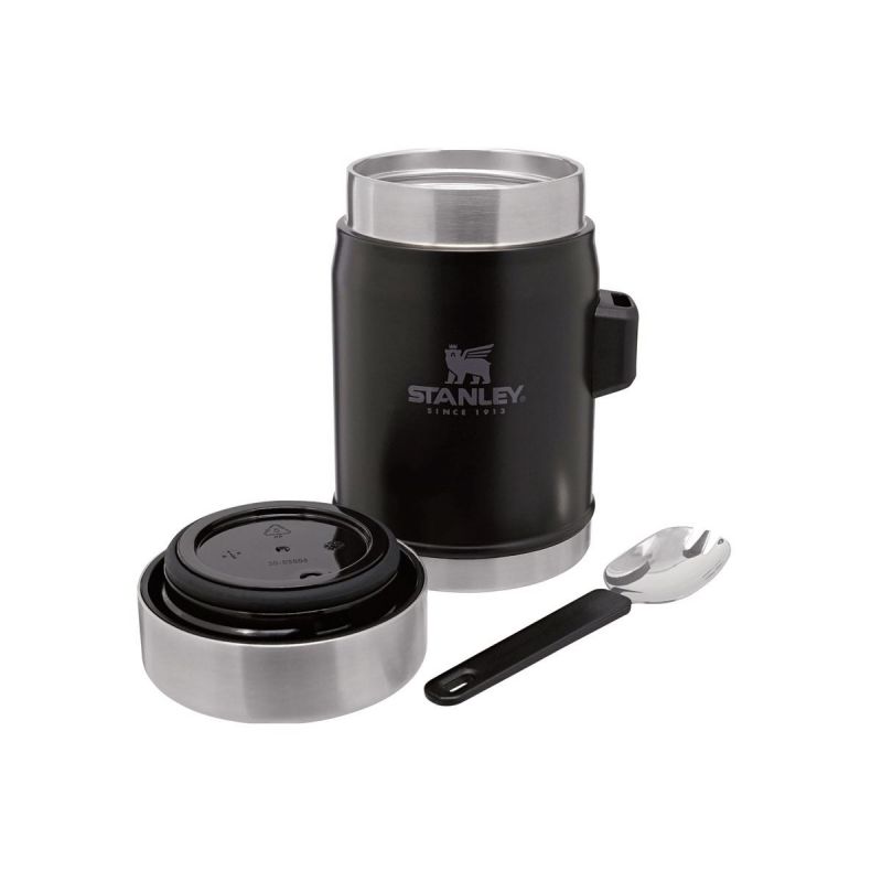 Stanley Food Jar, Classic Legendary Food Jar + Spork 14oz \/ 400ml Matte Black Pebble