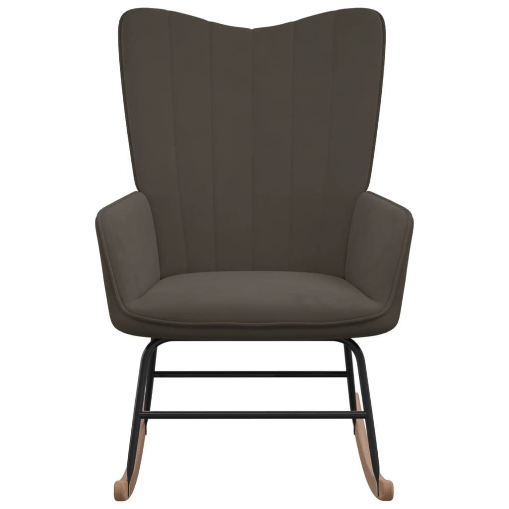 möbelando Schaukelstuhl Hattert (B/H/T: 61x98x78 cm), aus Samt (100% Polyester), massives Buchenholz, Stahl in Dunkelgrau