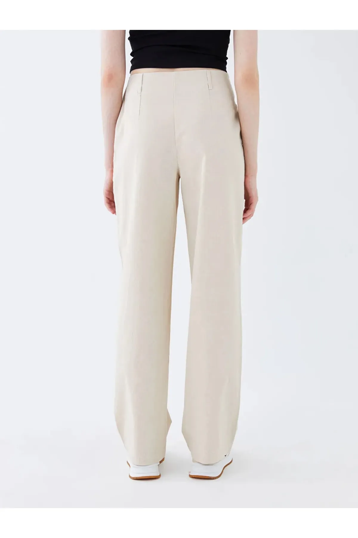 LC Waikiki  Xsıde Damen-Leinenhose mit hoher Taille und weitem Bein