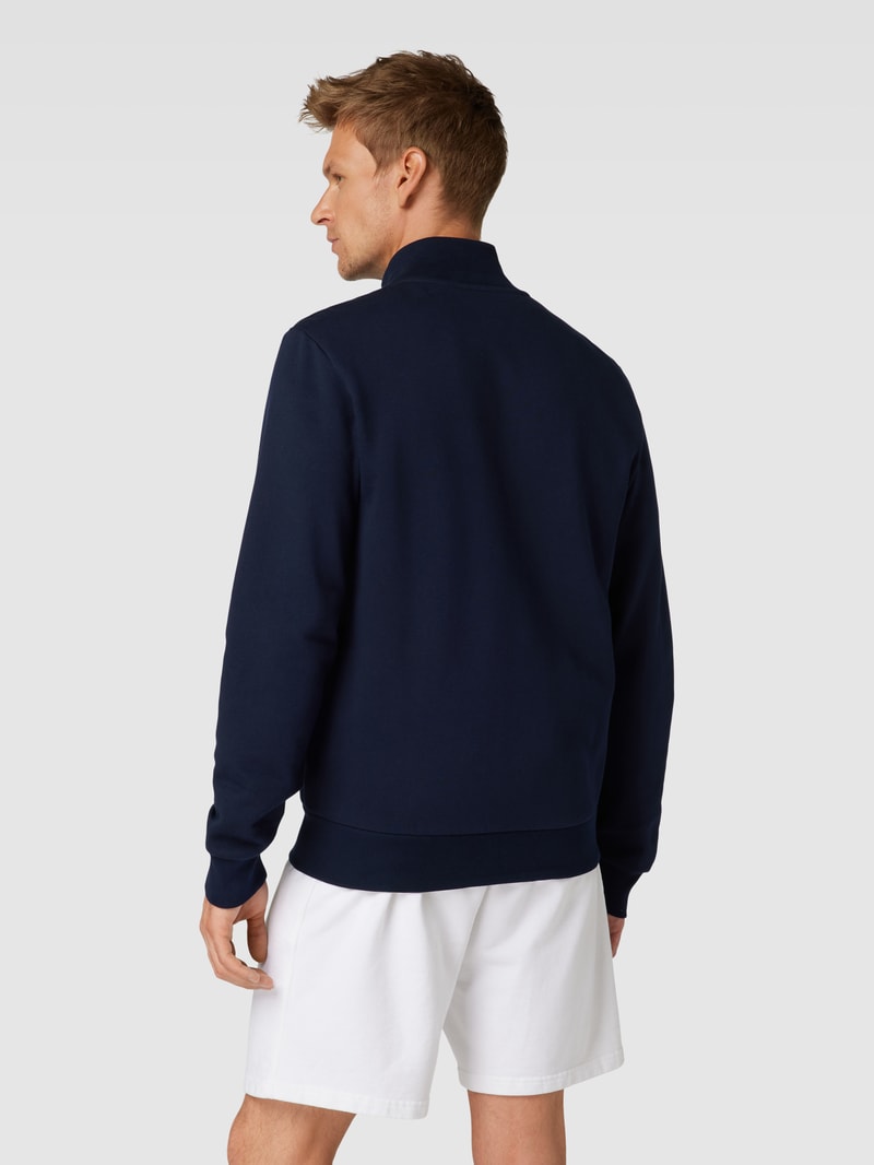 Sweatjacke mit Logo-Stitching in marineblau