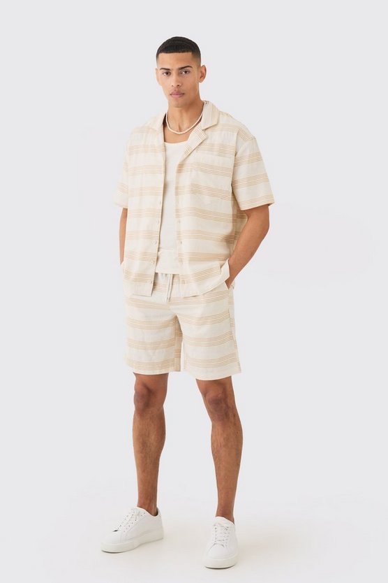 Oversized Short Sleeve Open Weave Shirt & Short Set