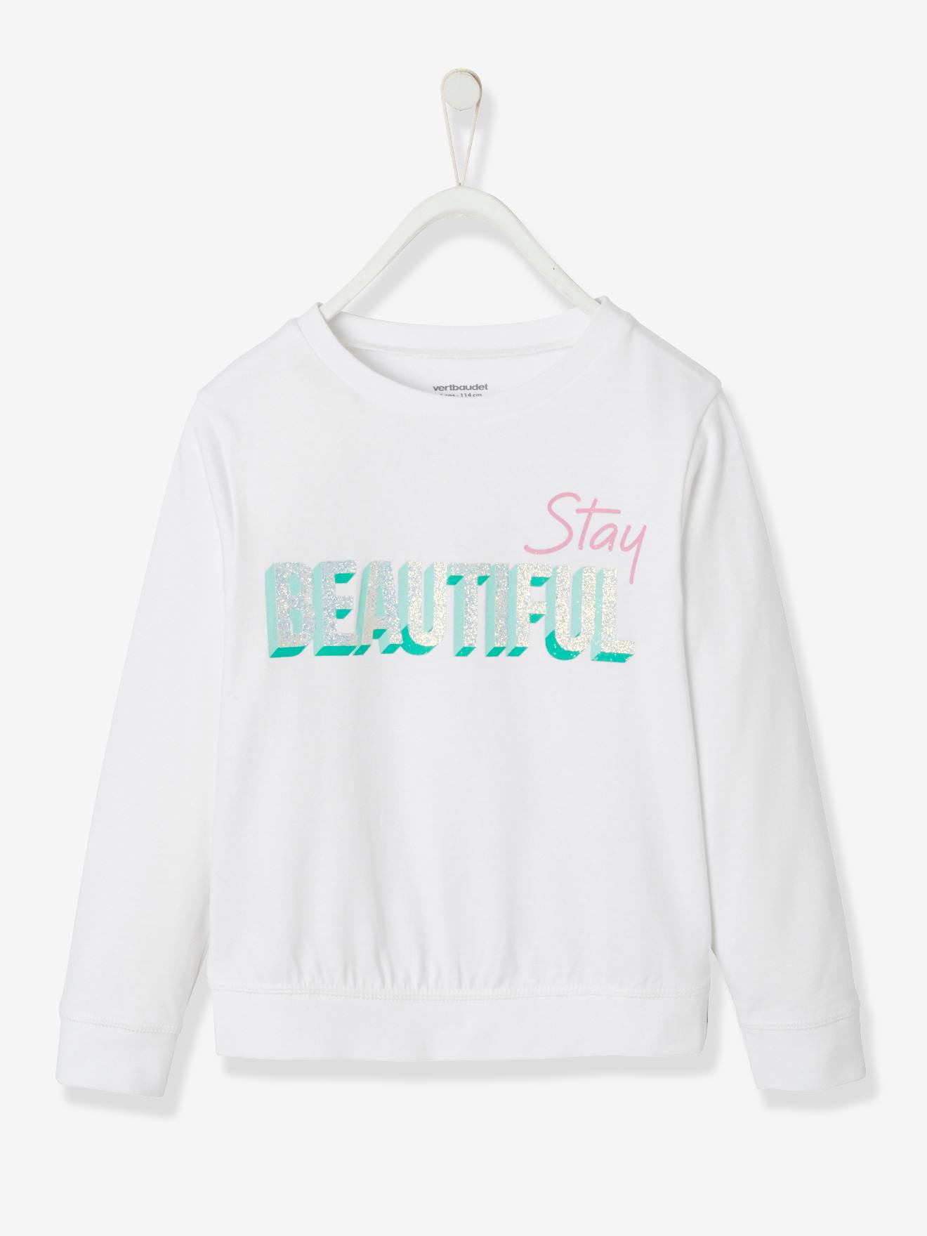 T-shirt fille motif irisé blanc