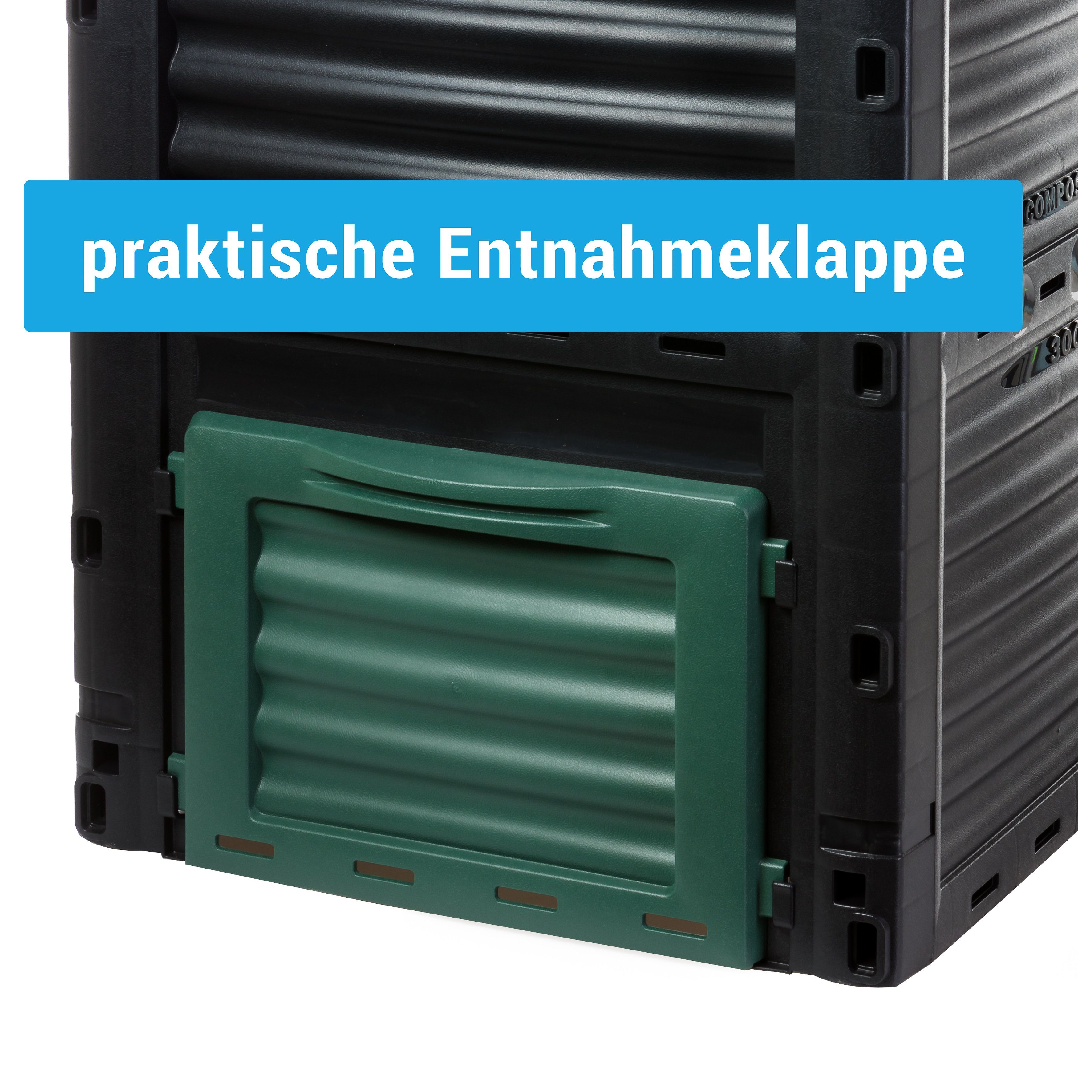 Centi Thermokomposter 2er Set Komposter aus stabilem Kunststoff, mit Klappdeckel, BxTxH: 61x61x83 cm, 300 l, (Set, 2 St), für Garten- und Küchenabfälle, 100% recycelter Kunststoff, Made in EU