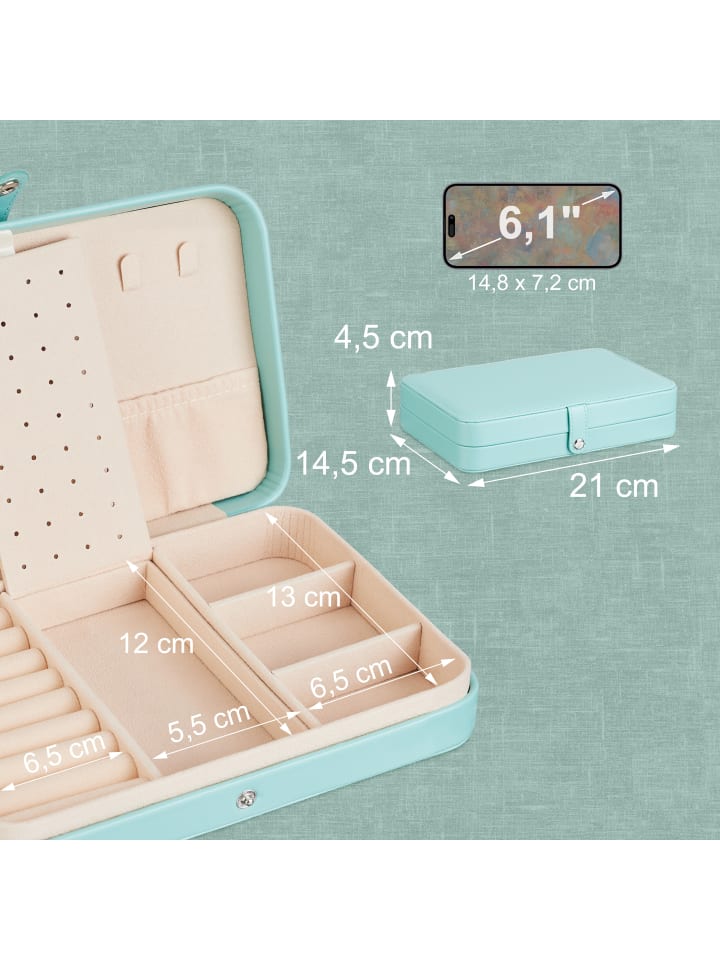 relaxdays Schmuckkästchen in Türkis - (B)21 x (H)4,5 x (T)14,5 cm günstig kaufen onesize