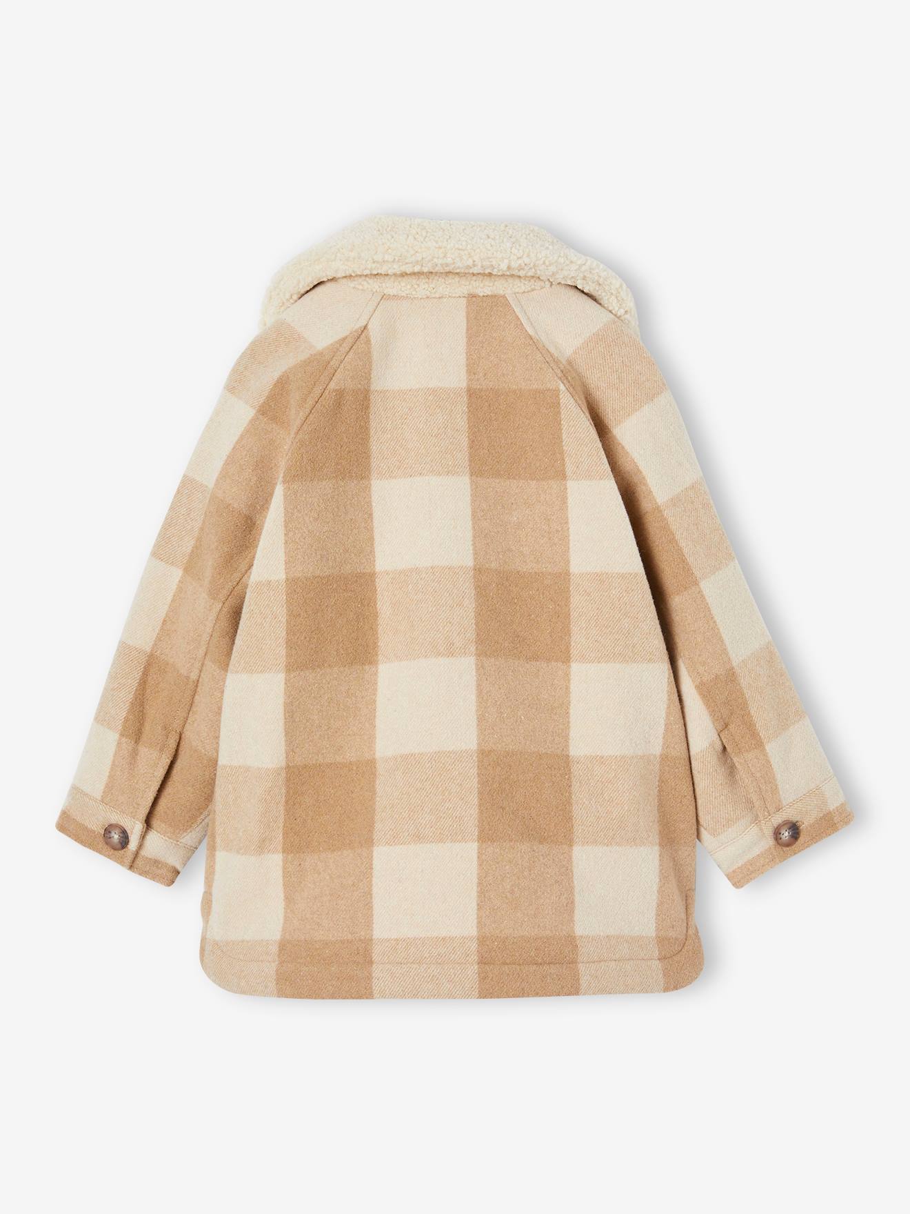 Vertbaudet Karierte Mädchen Jacke, Overshirt - braun kariert