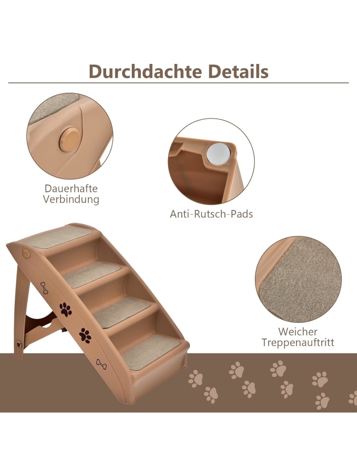 COSTWAY 4-stufig Haustiertreppe in Braun günstig kaufen onesize