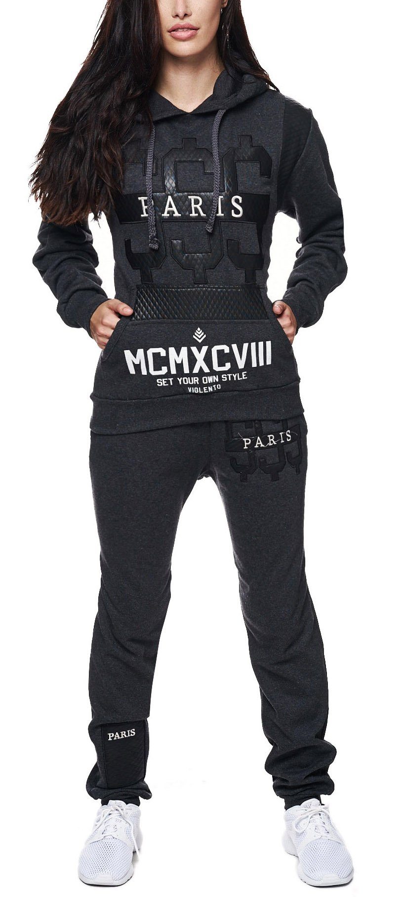 Code47 Jogginganzug Damen Paris $$ Jogginganzug 608 (Sportanzug Trainingsanzug Fitnessanzug, 2-tlg)