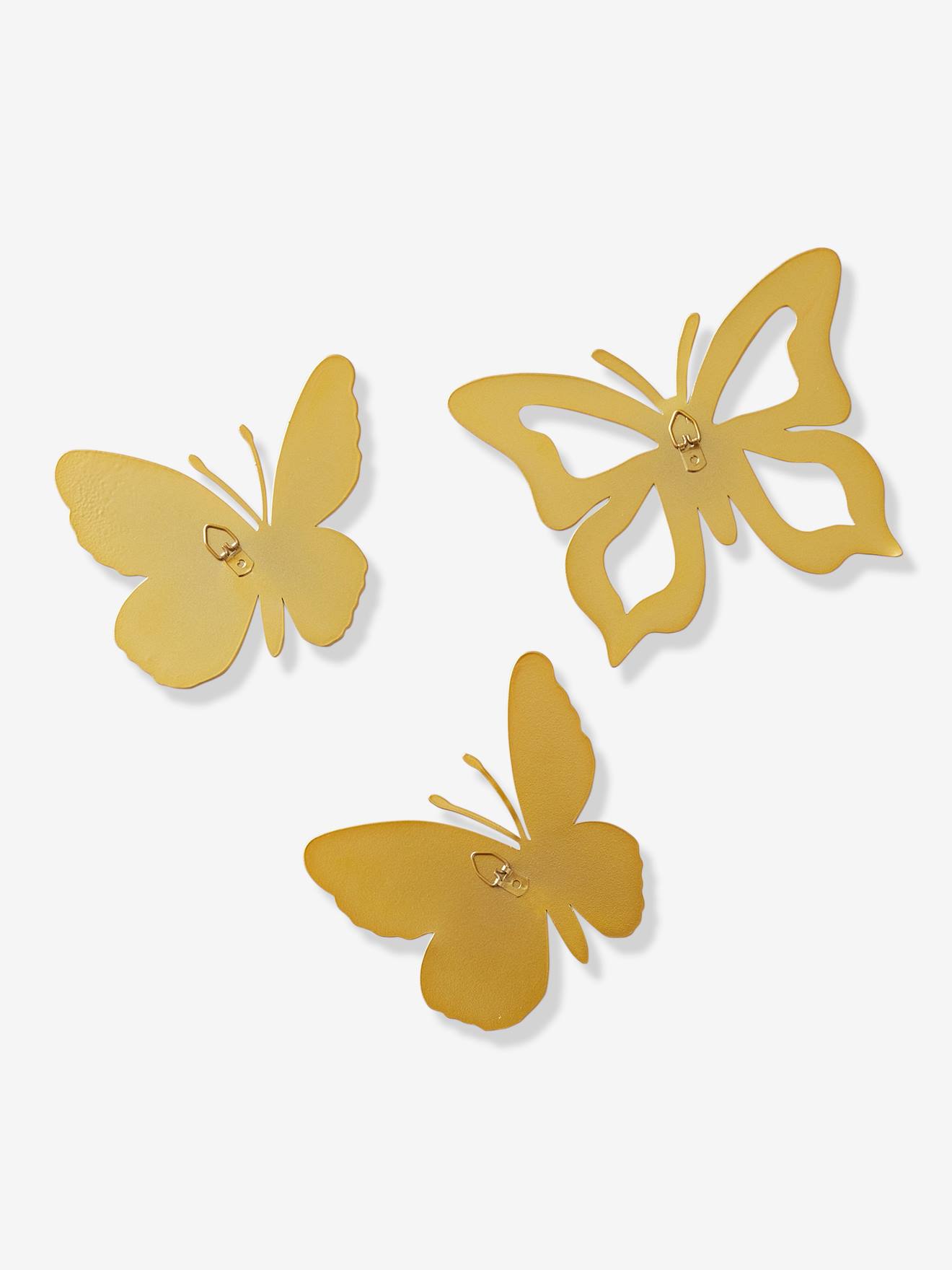 Lot de 3 papillons en laiton dore