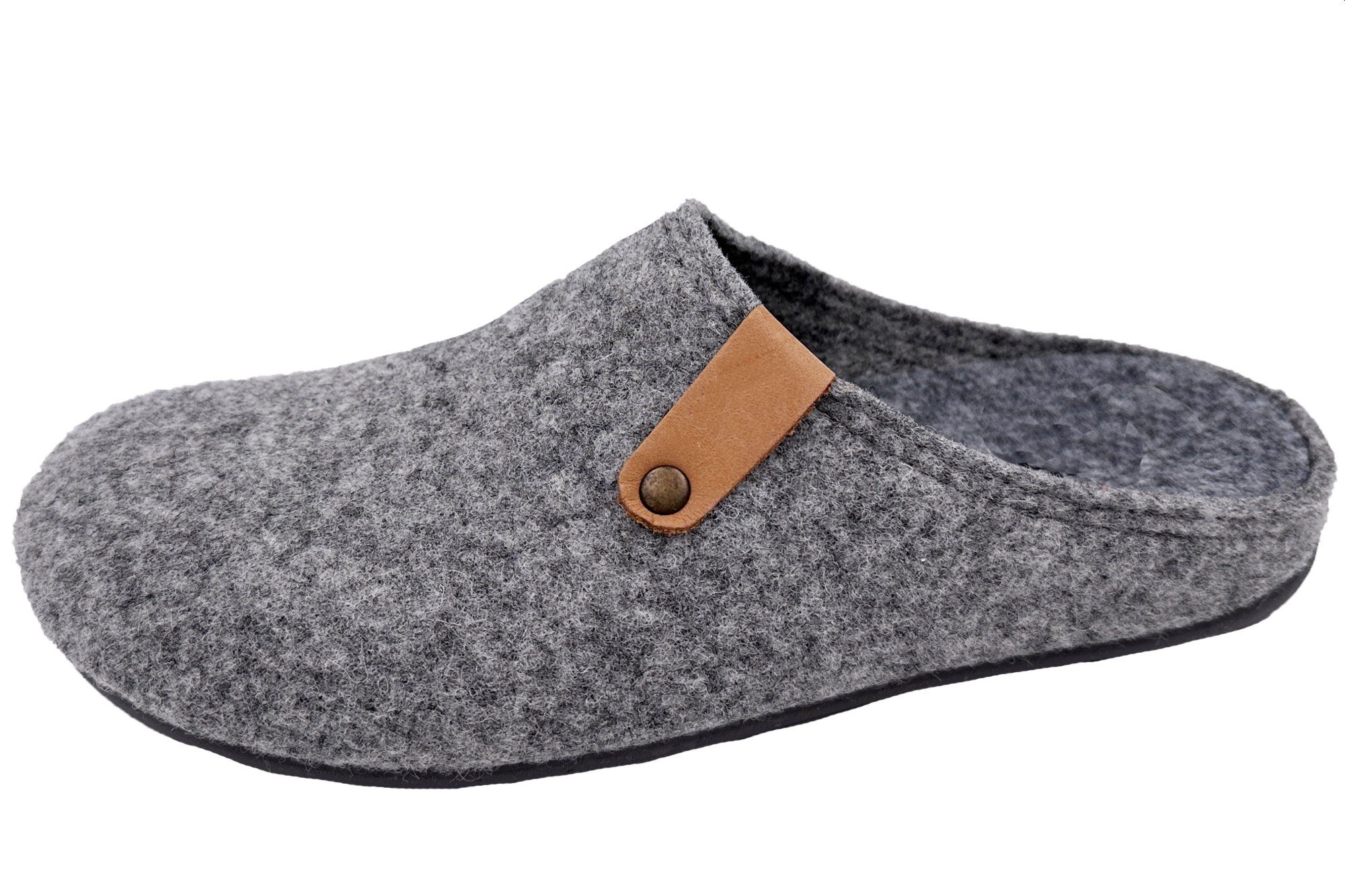 PADERO Herren FIlz Pantoffel Hausschuh