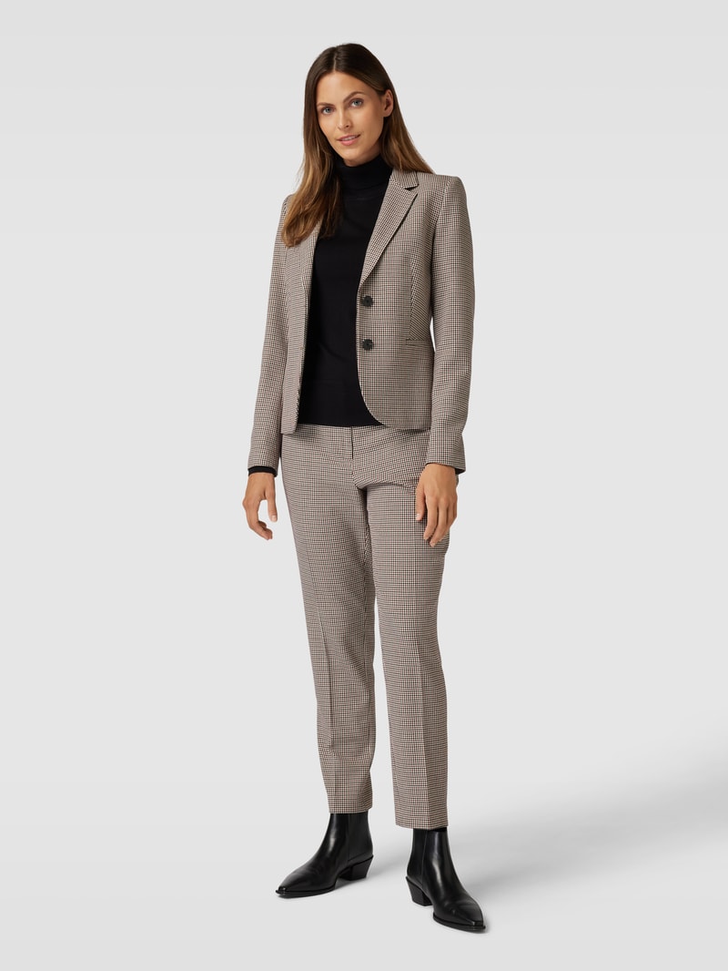 Bundfaltenhose mit Gitterkaro in camel