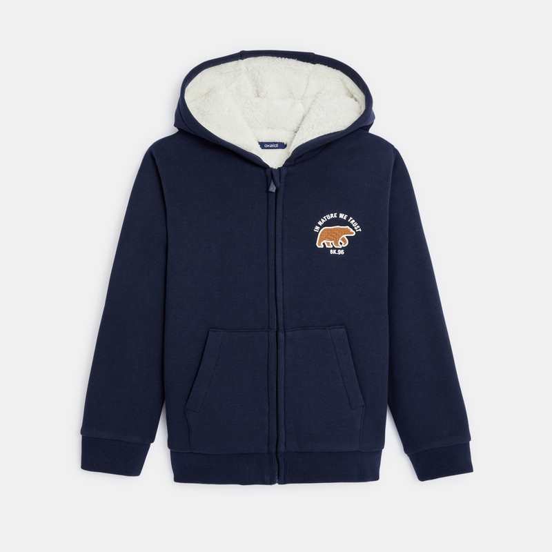 Sweat-shirt doublé en polaire sherpa bleu garçon