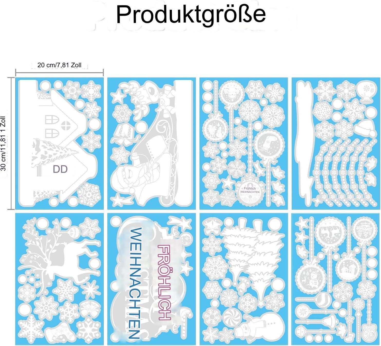 Fenstersticker Weihnachts-Fensterbilder Schneeflocken Fensterdeko, Fenstersticker, aikidio