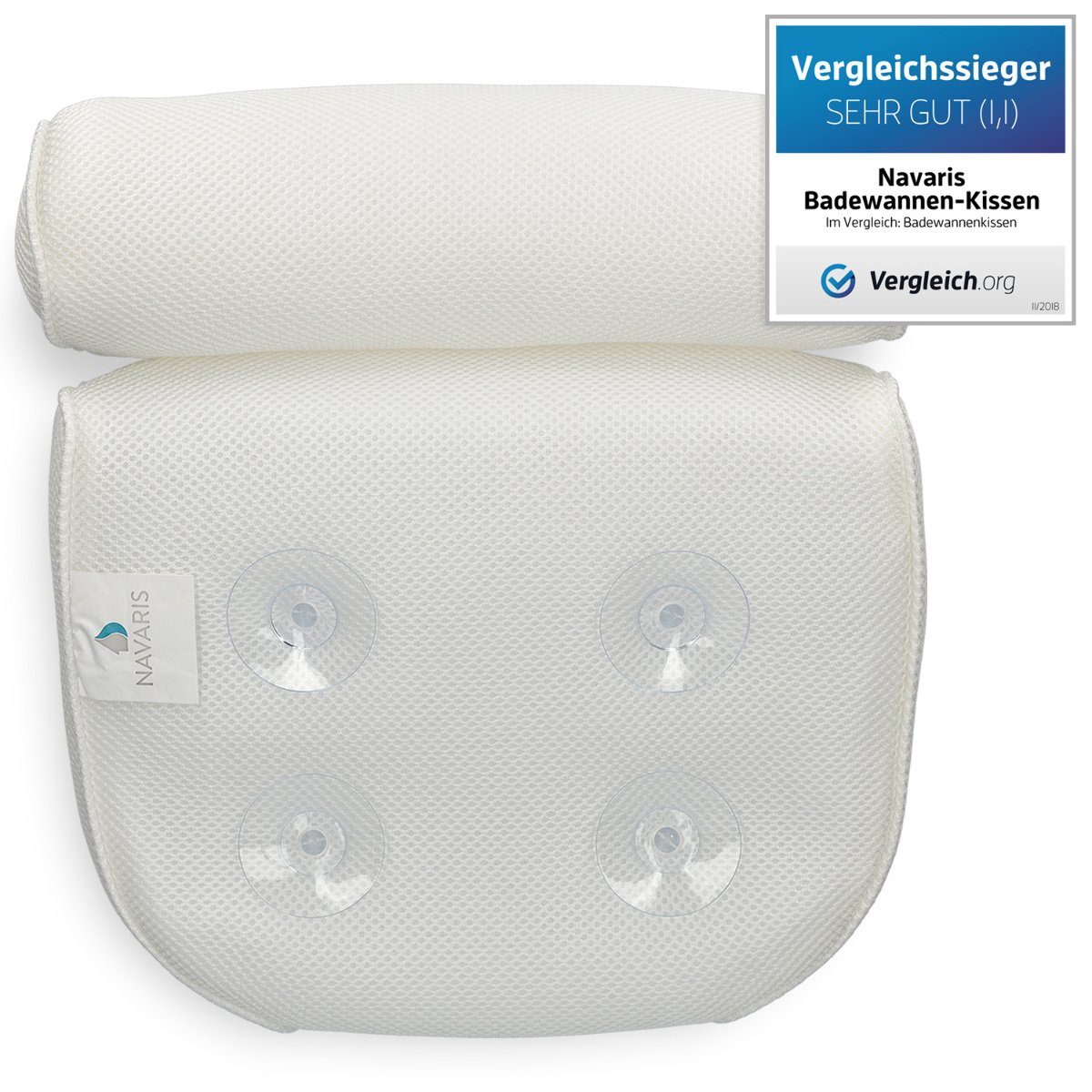 Nackenstützkissen Badewannen Kissen aus Mesh - Kopfkissen - Anti Rutsch - Wannenkissen, Navaris