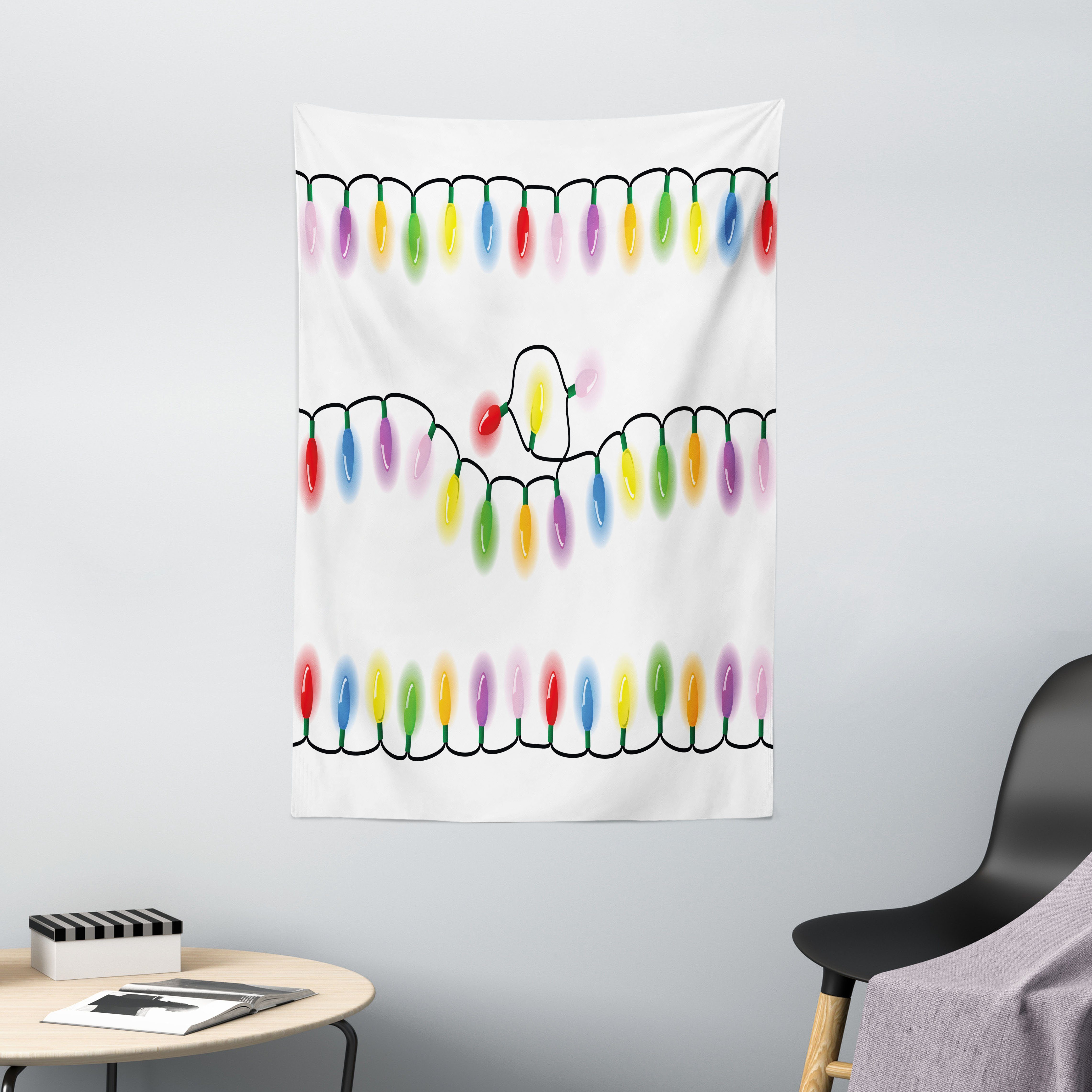 Wandteppich Wohnzimmer Schlafzimmer Wandtuch Seidiges Satin Wandteppich, Abakuhaus, rechteckig, Weihnachten Leuchtende Farben Partei