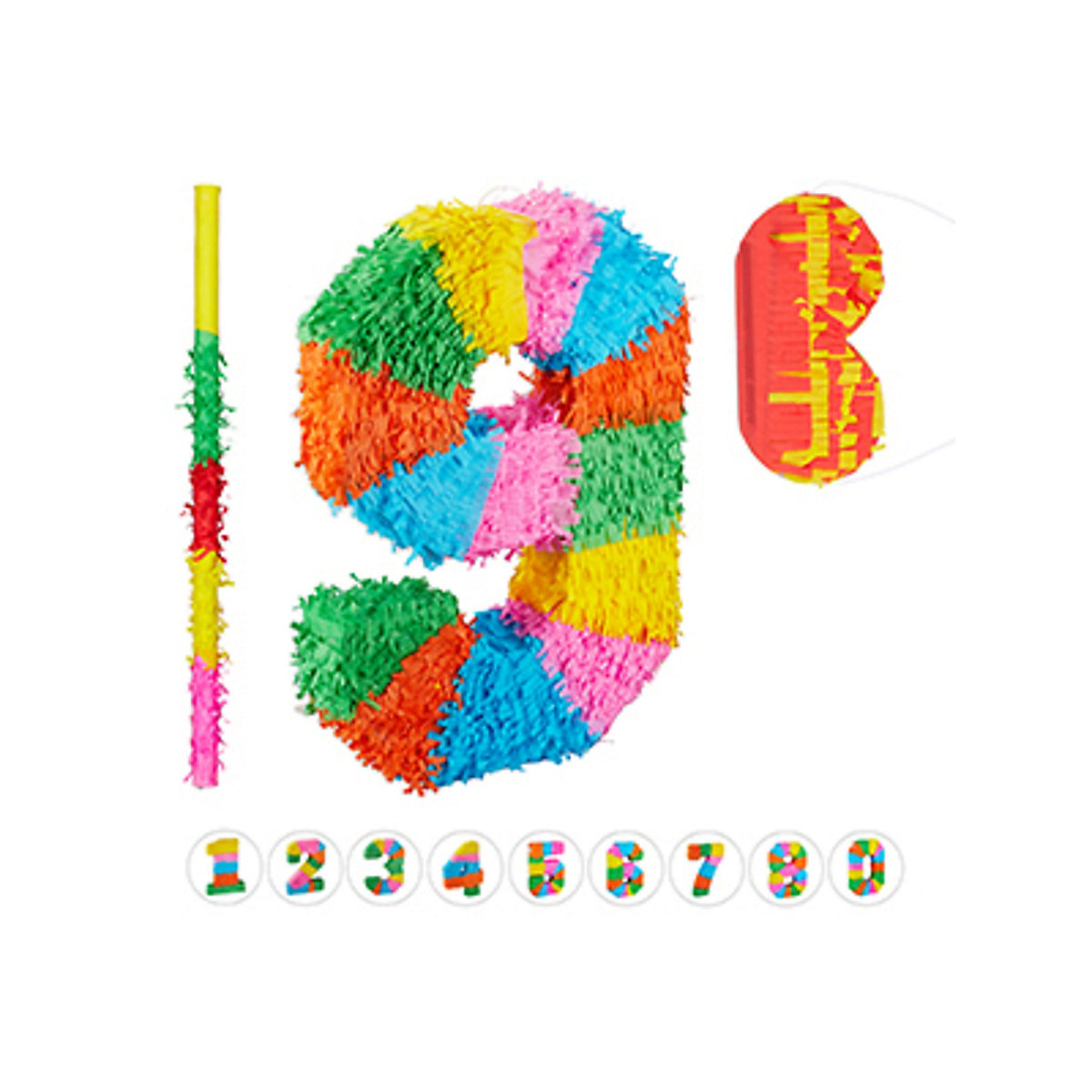 3-teiliges Pinata Set Zahl 9
