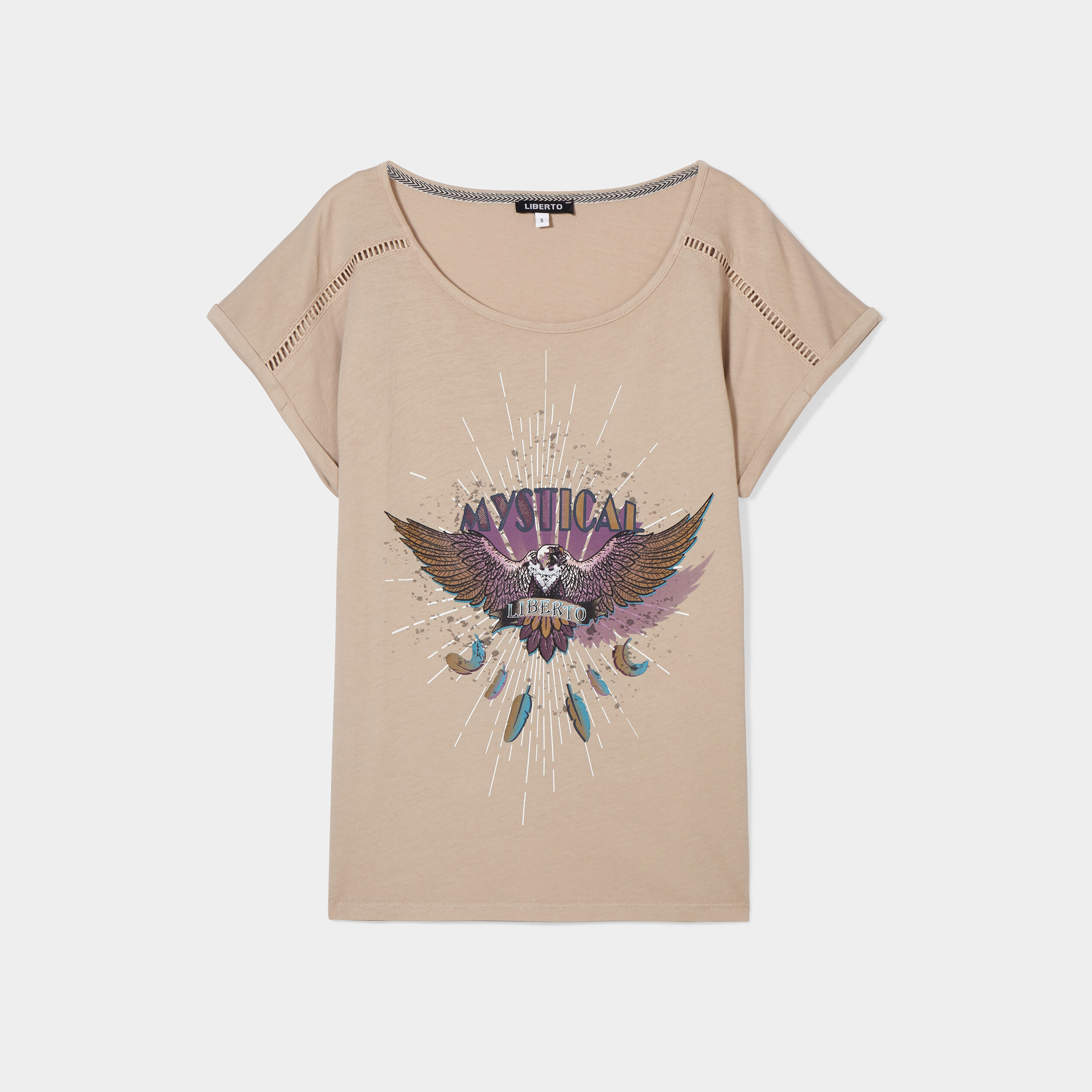 T-shirt ajusté manches courtes Liberto beige femme | La Halle