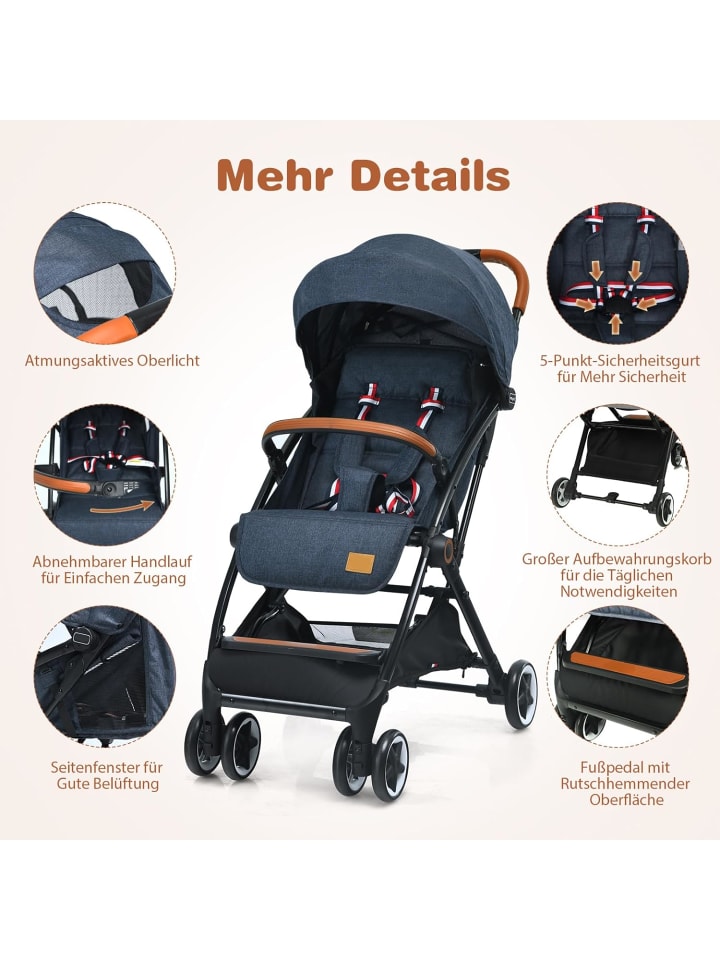 COSTWAY Kinderwagen in Blau günstig kaufen 70x40 cm