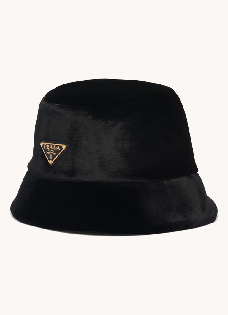 Prada  Bucket hoed van fluweel met logo